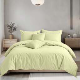 Rackhams Plain Dyed Easy Care Polycotton Duvet Cover And Pillowcase/s Set Bed Linen - Lemon - King - thumbnail 1