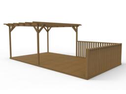 Rackhams Rectangular Pergola And Decking Kit With Balustrade V.6 - Natural (Light Green) - 2.4m x 4.8m - thumbnail 4