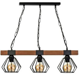 Rackhams Ulf Hand Made Wall Lamp Matt Black Cage Natural Wood Rugged Industrial Chic - thumbnail 2