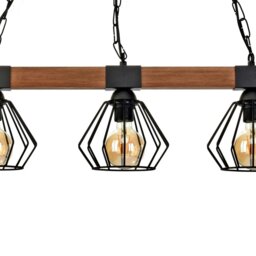 Rackhams Ulf Hand Made Wall Lamp Matt Black Cage Natural Wood Rugged Industrial Chic - thumbnail 4