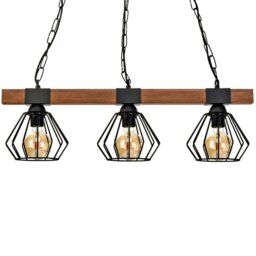 Rackhams Ulf Hand Made Wall Lamp Matt Black Cage Natural Wood Rugged Industrial Chic - thumbnail 3