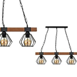 Rackhams Ulf Hand Made Wall Lamp Matt Black Cage Natural Wood Rugged Industrial Chic - thumbnail 6
