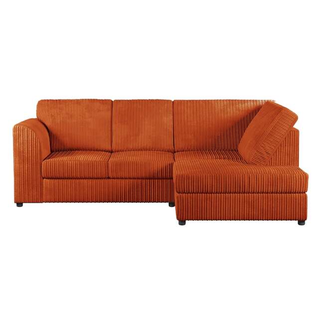 Rackhams Luxor Cord Fabric 4 Seater Corner Sofa Full Back - Orange - Right Hand Facing - image 1
