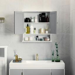Rackhams Bathroom Wall Storage Cabinet - Grey - thumbnail 4