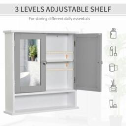 Rackhams Bathroom Wall Storage Cabinet - Grey - thumbnail 6