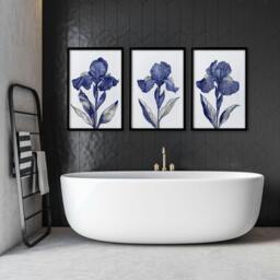 Rackhams Prints For Bathroom - Set of 3 Botanical Wall art Prints - A2 16.54 x 23.39 in / 42 x 59.4 cm - Satin Photo paper 280 gsm - Oak Frame