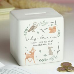 Rackhams Personalised Woodland Animals Ceramic Square Money Box - thumbnail 4