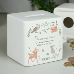 Rackhams Personalised Woodland Animals Ceramic Square Money Box - thumbnail 2