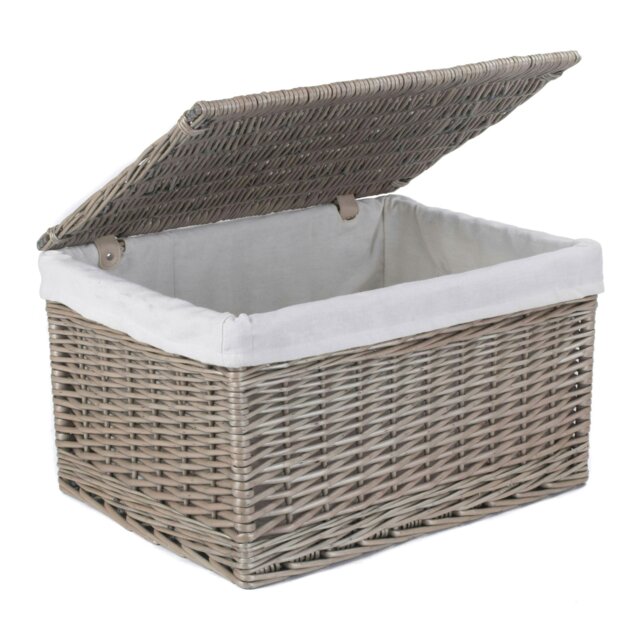 Rackhams Antique Wash Cotton Lined Wicker Storage Basket - Large - image 1