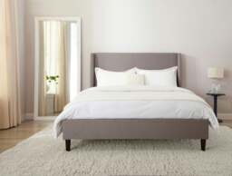 Rackhams Siena Winged Grey Upholstered Bed Frame - Double - thumbnail 1