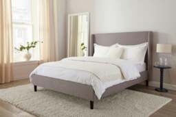 Rackhams Siena Winged Grey Upholstered Bed Frame - Double - thumbnail 2