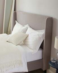 Rackhams Siena Winged Grey Upholstered Bed Frame - Double - thumbnail 4