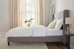Rackhams Siena Winged Grey Upholstered Bed Frame - Double - thumbnail 3