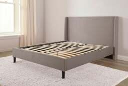 Rackhams Siena Winged Grey Upholstered Bed Frame - Double - thumbnail 5