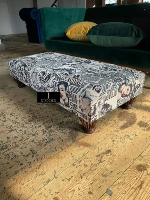 Rackhams Marilyn Monroe printed fabric  Footstool Bench - Length 60 inches, width 18 inches, height 12.5 inches (dependent upon legs) - image 1