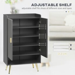 Rackhams Shoe Storage Cabinet with Beadboard Doors for 15 Pairs of Shoes, Grey - Grey - thumbnail 5
