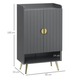 Rackhams Shoe Storage Cabinet with Beadboard Doors for 15 Pairs of Shoes, Grey - Grey - thumbnail 6
