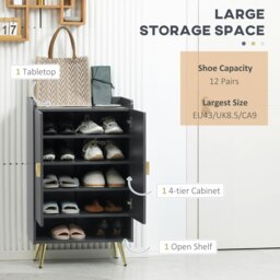 Rackhams Shoe Storage Cabinet with Beadboard Doors for 15 Pairs of Shoes, Grey - Grey - thumbnail 4