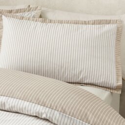 Rackhams Oxford Pinstripe Reversible Duvet Cover Set Natural - King - Natural - thumbnail 3
