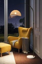 Rackhams Vintage Style Floor Lamp with Fabric Lampshade and Marble Base - Multi - One Size - thumbnail 2
