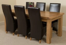Rackhams Richmond Large Oak Extending Dining Table with Lola Leather Chairs - 6 chairs - Brown - thumbnail 1