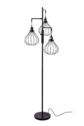 Rackhams Modern Industrial Black 3-Head Floor Lamp with Lantern Style Shade - Black - One Size - thumbnail 5