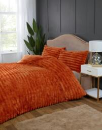 Rackhams Rabbit Fur Burnt Orange Duvet Cover Set - King - thumbnail 4