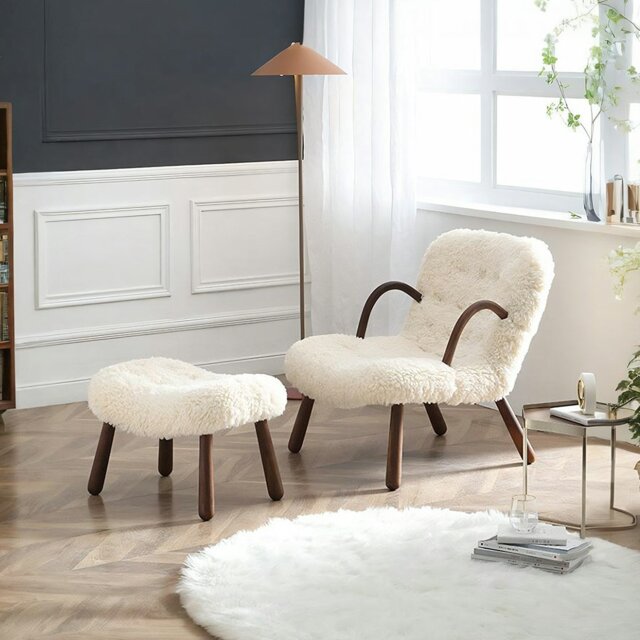 Rackhams Philip Arc Sheepskin Armchair And Ottoman - Yes - image 1