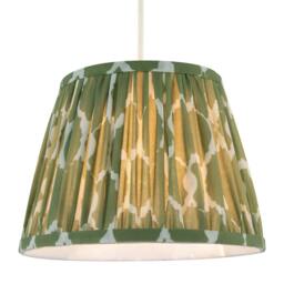 Rackhams Modern Olive Green Pleated Cotton Fabric Lamp Shade with Wavy Design - thumbnail 2