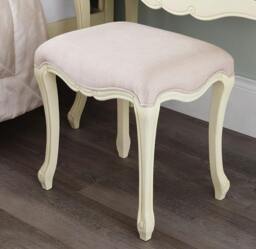 Rackhams Juliette Upholstered Stool French Dressing Table Seat Assembled - Champagne, Cream - thumbnail 1