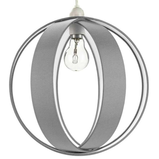 Rackhams Modern Grey Faux Silk Fabric Cocoon Globe Design Ceiling Pendant Light Shade - image 1