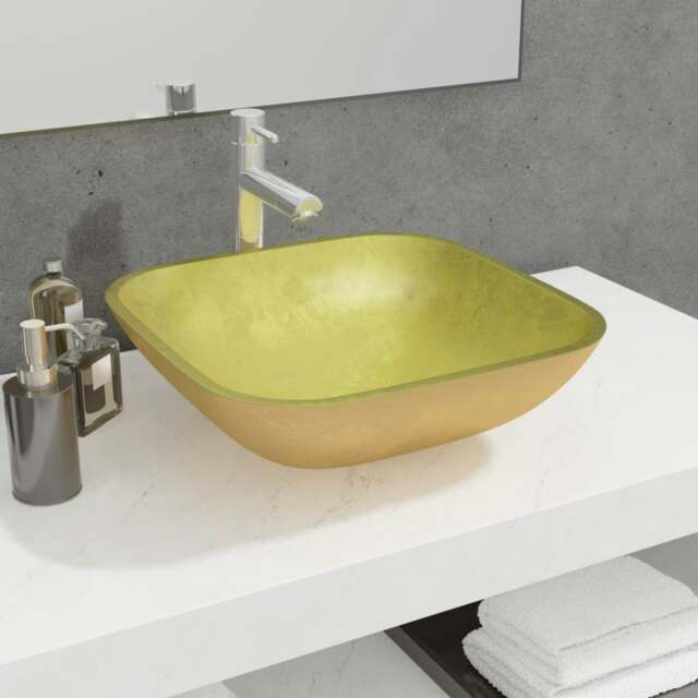 Rackhams Basin Glass 42x42x14 cm Gold