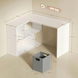 Rackhams L Shaped Computer Desk, 110 x 100cm Reversible Corner Desk, White - thumbnail 4