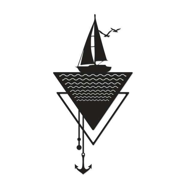 Rackhams Modern Metal Wall Art Anchor Home Ornament Decorative Minimalist Design Hanging Wall Sculpture, Black - Metal - Black - image 1