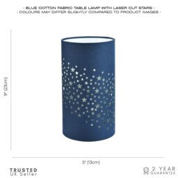 Rackhams Modern Stars Decorated Children/Kids Midnight Blue Cotton Bedside Table Light - thumbnail 4