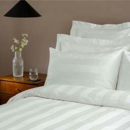 Rackhams White 600 Thread Count Dobby Stripe Egyptian Cotton Bed Sets - Super King