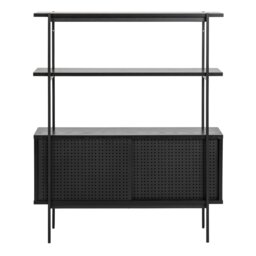 Rackhams Angus Small Bookcase with 2 Sliding Doors in Black - 1 - Black - Wood - thumbnail 2