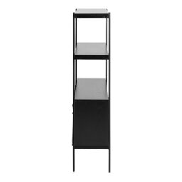 Rackhams Angus Small Bookcase with 2 Sliding Doors in Black - 1 - Black - Wood - thumbnail 3