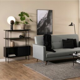 Rackhams Angus Small Bookcase with 2 Sliding Doors in Black - 1 - Black - Wood - thumbnail 6