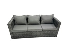 Rackhams Outdoor Dining Table Sofa Set with Side Table Big Footstool Garden Furniture Set Dark Grey Mixed - thumbnail 4