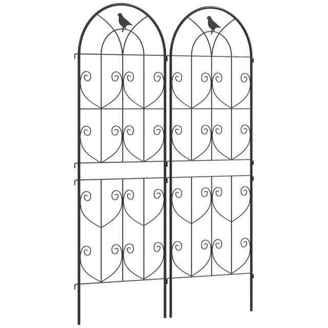 Rackhams Set of 2 Garden Trellis, Metal Fence Panels for Climbing Outdoor Plants, Flowers, 150 x 50cm