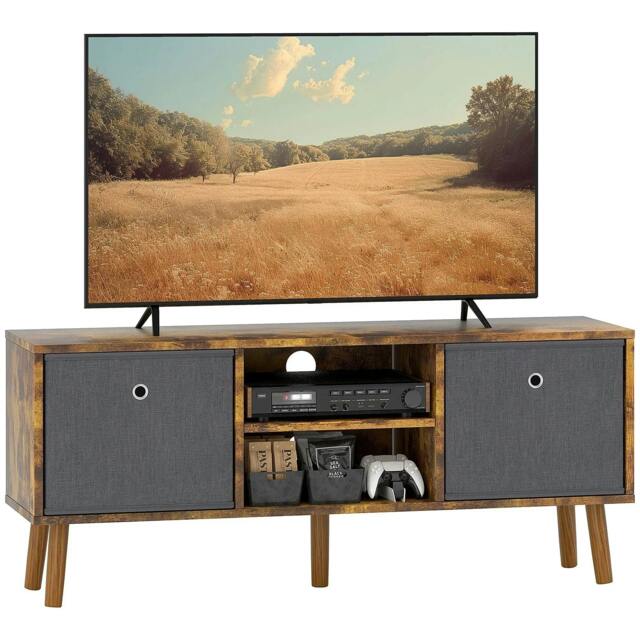 Rackhams TV Cabinet Stand Unit for TVs up to 50'' with Foldable Drawers, Entertainment Centre for Living Room Rustic Brown