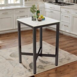 Rackhams Industrial Tall Square Bar Table White - thumbnail 1