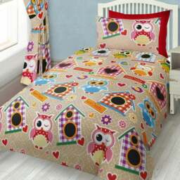 Rackhams Owl Printed Cotton Blend Duvet Cover and Pillowcase Set - Multi - Double - thumbnail 2