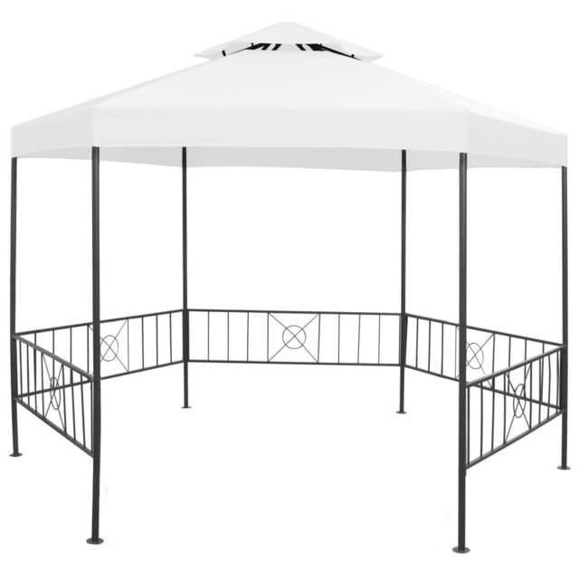 Rackhams Garden Gazebo 323x275x265 cm White 180 g/m�__ - White - Powder-coated steel, fabric (100% polyester)