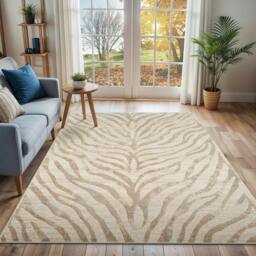 Rackhams City-Animal Print Grey Beige Yellow Boho Zebra Pattern Rug - 200 x 275 cm - thumbnail 1