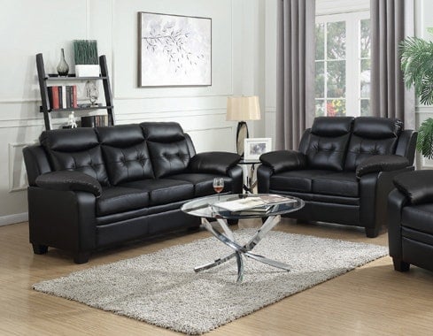 Rackhams Aura Leather 3+2 Seater Sofa in Black - 3 Seater & 2 Seater Set - image 1
