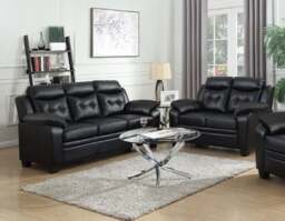 Rackhams Aura Leather 3+2 Seater Sofa in Black - 3 Seater & 2 Seater Set - thumbnail 1