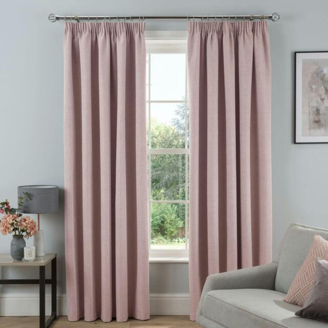 Rackhams Textured Rib Weave Boutique Pencil Pleat Curtain - Blush - (117cm x 183cm - 8 Eyelets) - image 1