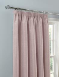 Rackhams Textured Rib Weave Boutique Pencil Pleat Curtain - Blush - (117cm x 183cm - 8 Eyelets) - thumbnail 6